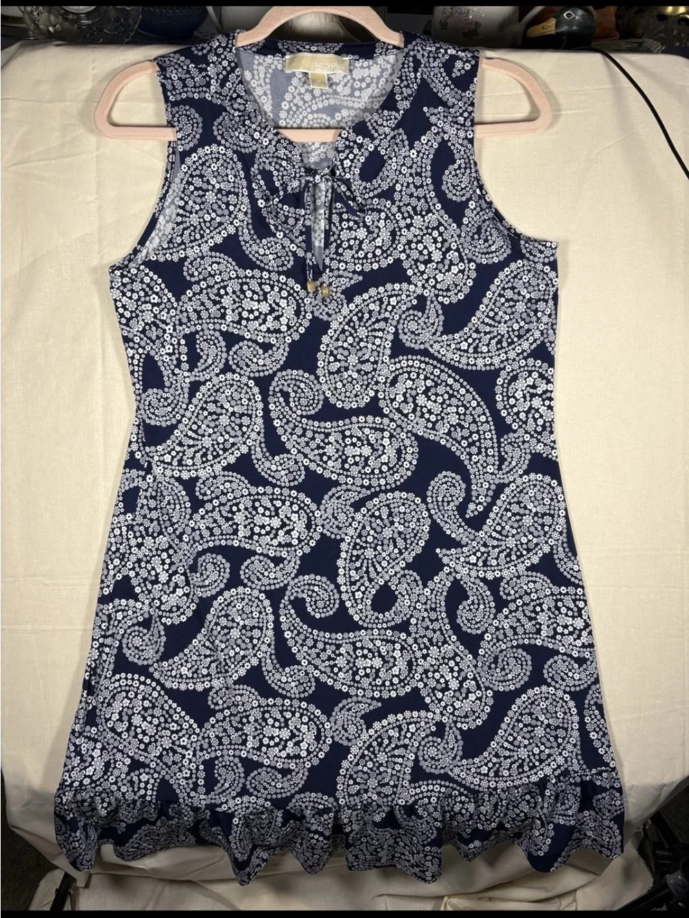 Michael Kors Paisley Ditsy Floral Ruffle Shift Dress Ruffled Hemline ResortWear